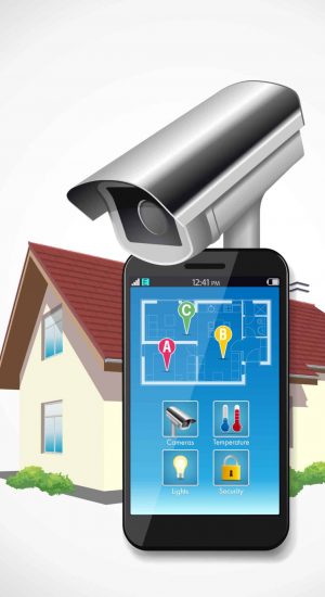 Smart phone connected to security camera