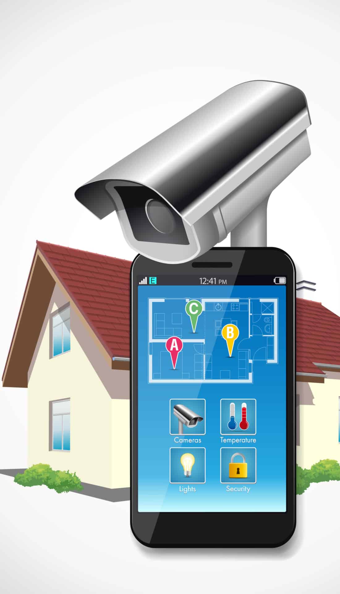 Smart phone connected to security camera